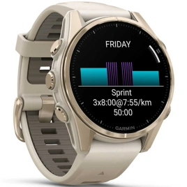 Смарт-часы Garmin Fenix 8 43mm Amoled Sapphire (010-02903-11) Soft Gold with Fog Gray/Dark Sandstone Silicone Band