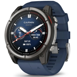 Спортивные часы Garmin Quatix 8 47mm (010-02904-51) Amoled Sapphire Titanium Grey with Blue Band