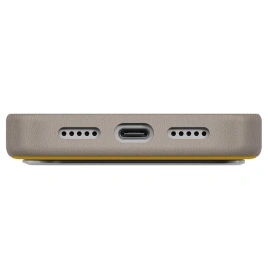 Чехол Uniq Lyden DS Dual-Tone Premium Leatherette Case with MagClick для iPhone 17 Pro Canary Yellow/Flint Gray