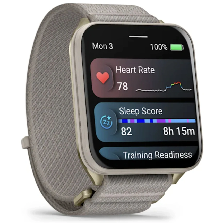 Смарт-часы Garmin Venu X1 Soft Gold with Titanium Caseback and French Gray Nylon Band (010-02980-08) фото 6