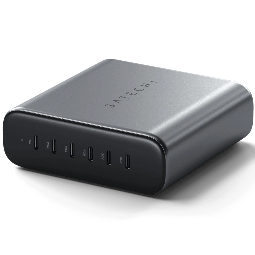 Сетевое зарядное устройство Satechi 200W USB-C 6-Port PD GaN Charger Space Gray фото 2