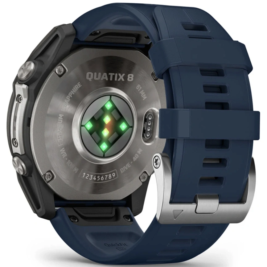 Спортивные часы Garmin Quatix 8 51mm (010-02905-91) Amoled Sapphire Titanium Grey with Blue Band фото 2