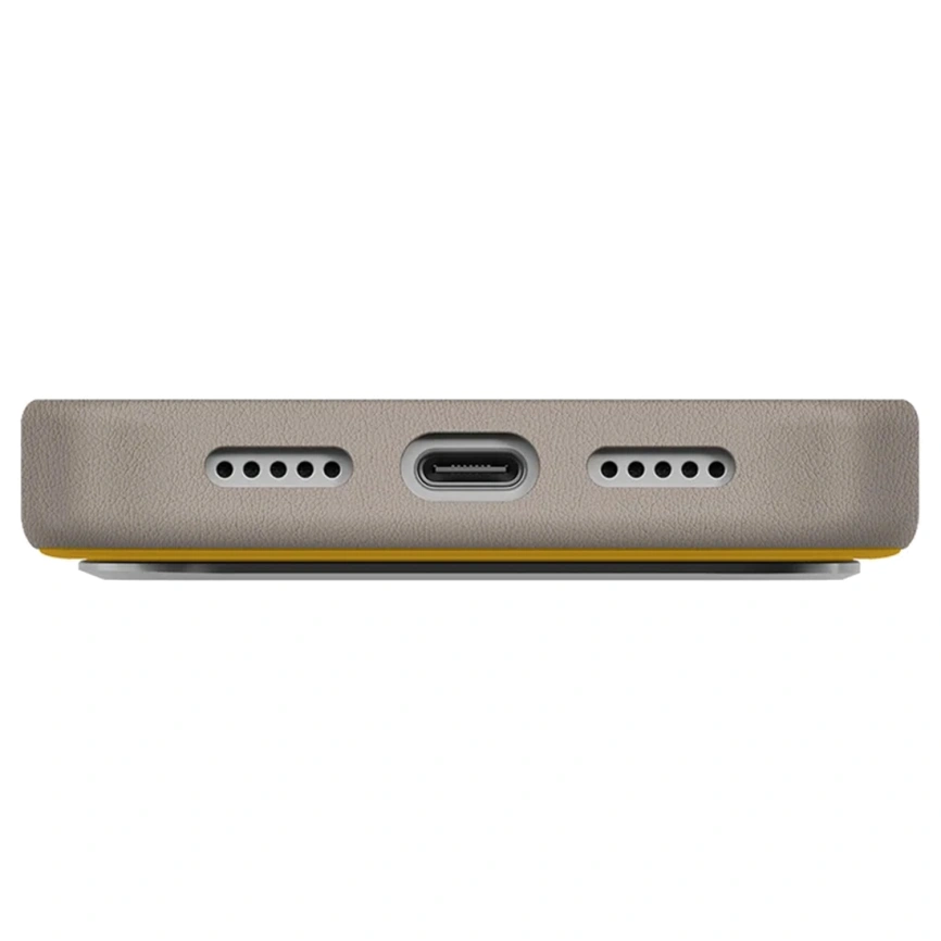Чехол Uniq Lyden DS Dual-Tone Premium Leatherette Case with MagClick для iPhone 17 Pro Canary Yellow/Flint Gray фото 2